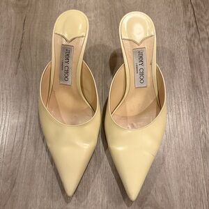 Jimmy Choo Cream Pointed-Toe Mules